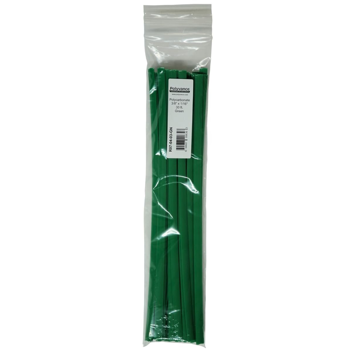 Polyvance Polycarbonate welding rod, 3/8" x 1/16", 30 ft., Green