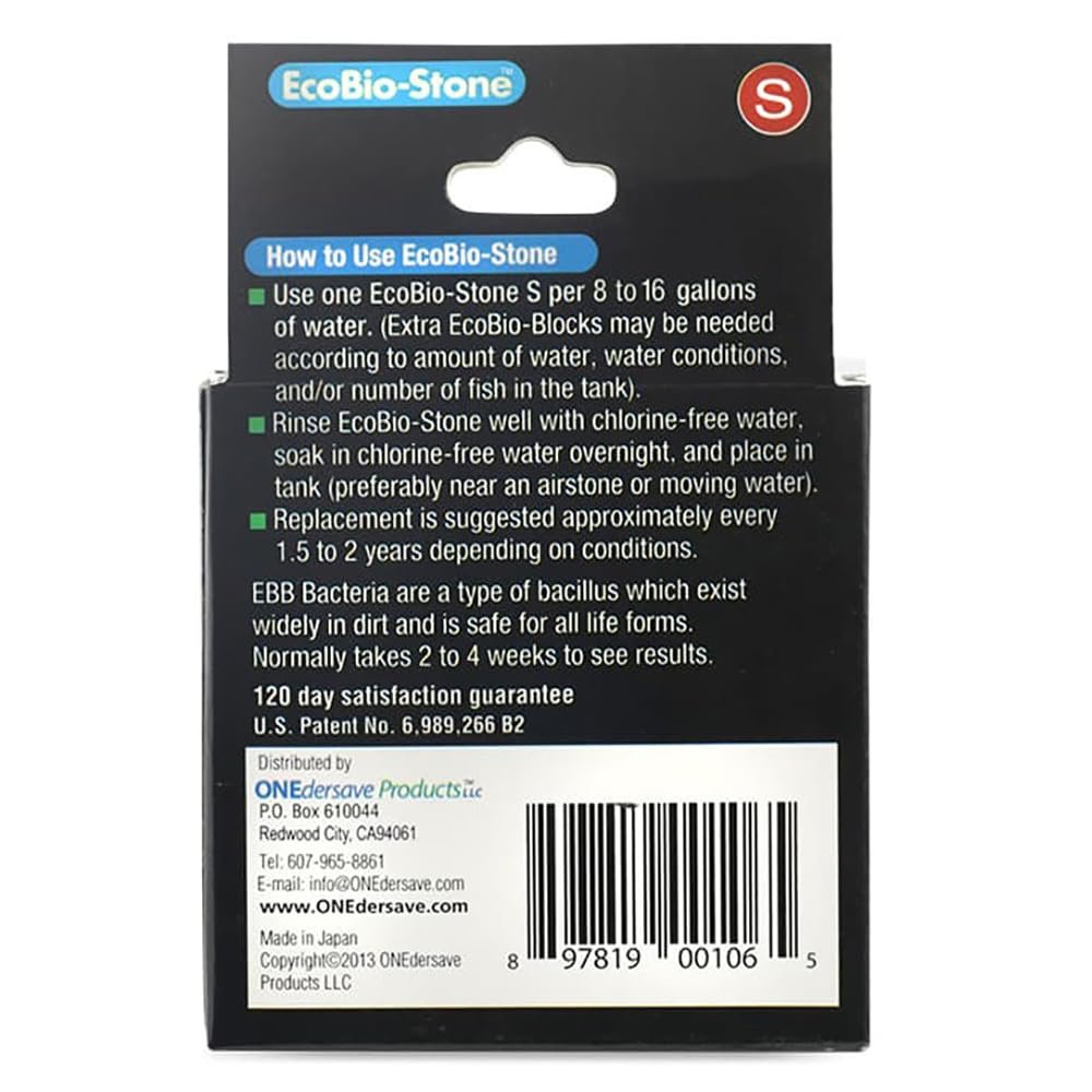 EcoBio-Block Stone for Aquariums, Small - Natural Water Clarifier and Odor Remover, Treats 8 to 16 Gallons