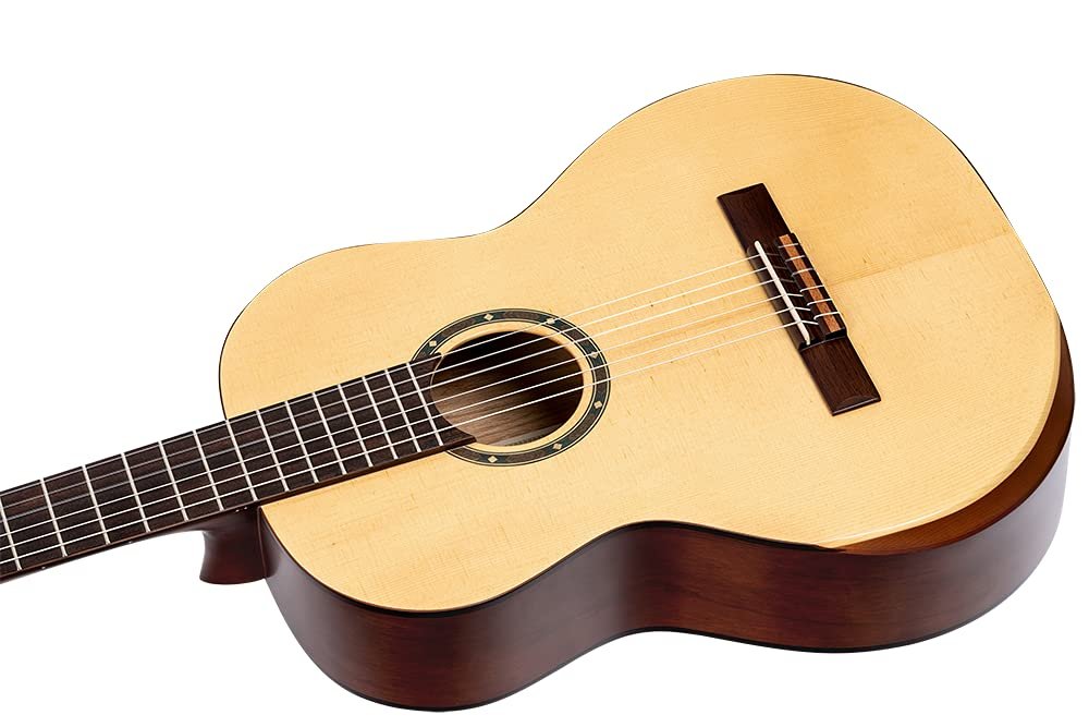 Ortega Guitars 6 String Student Series Pro w/Arm Rest Solid Top Nylon Classical Guitar, Right (R55DLX)