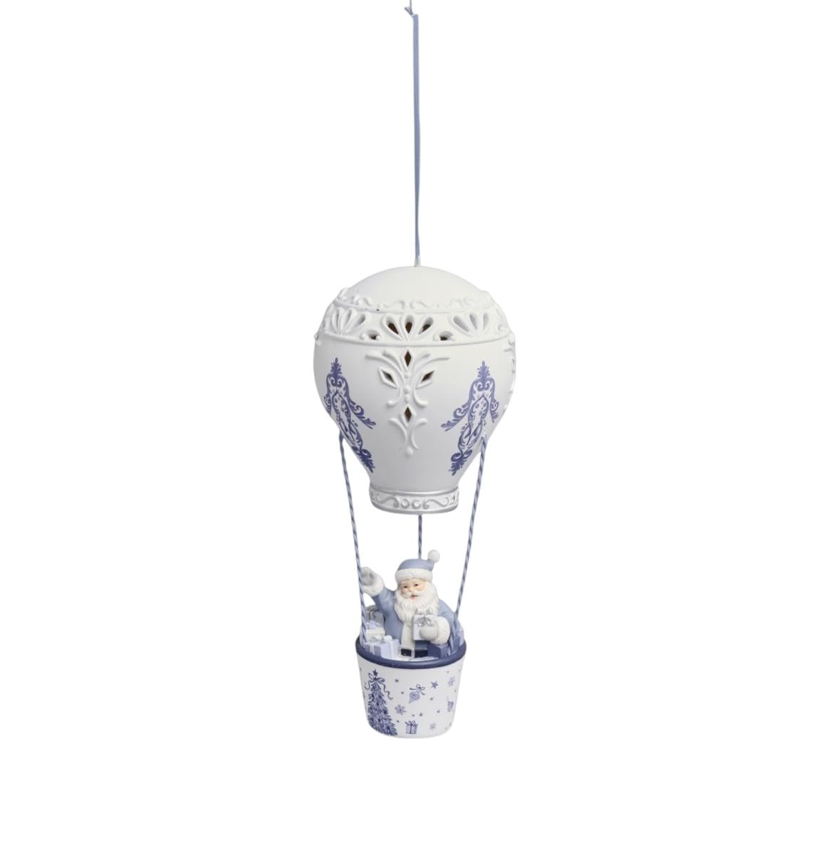 9-Inch Santa in Hot Air Balloon Figurine – Whimsical Christmas Decoration – Holiday Tabletop Display by December Diamonds