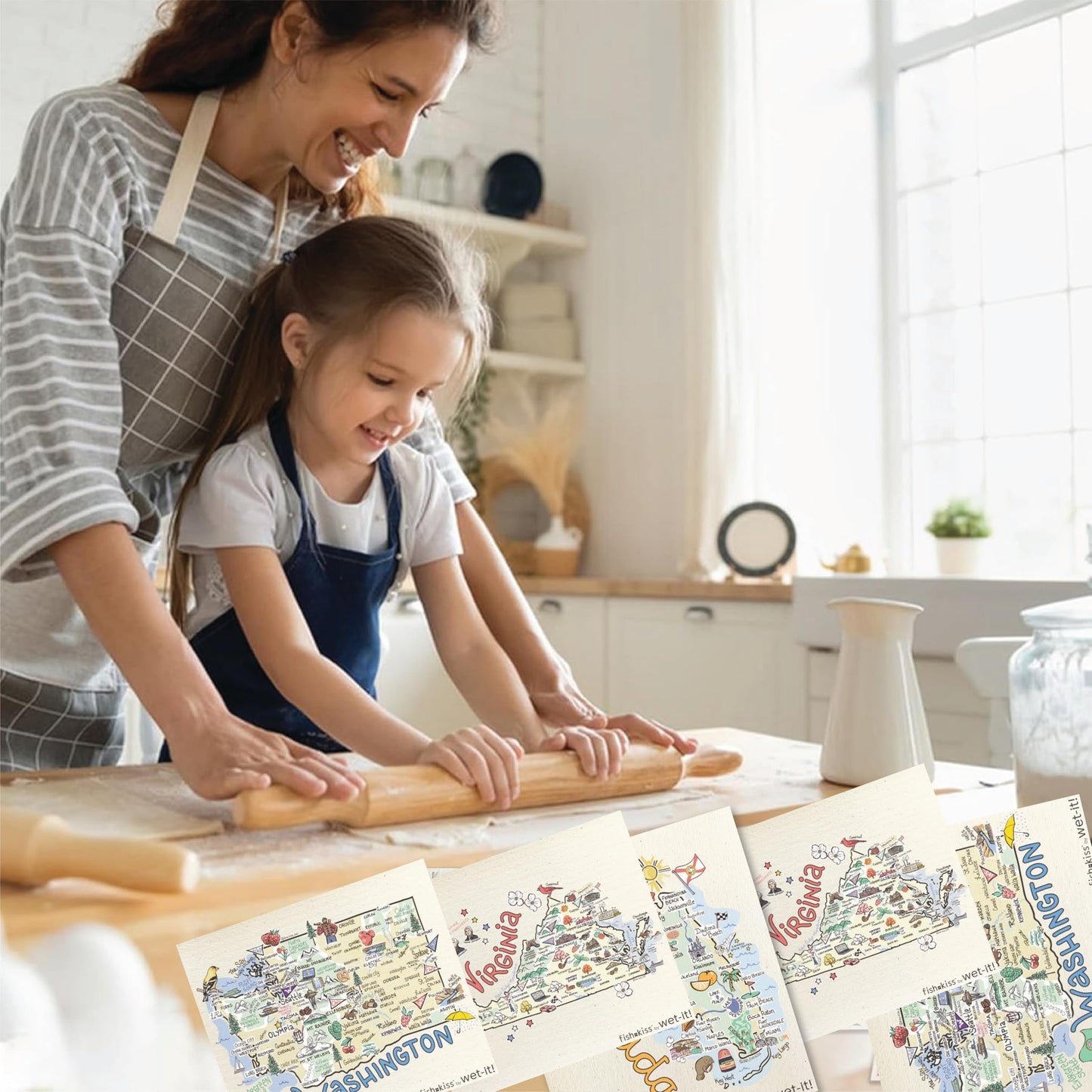 Wet-It! Swedish Dishcloth States – Reusable Paper Towels, Highly Absorbent & Biodegradable Dish Cloths, Non-Scratch, Durable, Machine Washable Cleaning Towels