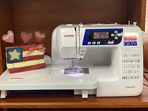 Janome 3160QOV Quilts of Valor Full-Size Quilting Sewing Machine with 60 Built-In Stitches, 6 One-Step Buttonholes, and Backlit LCD Screen (White)