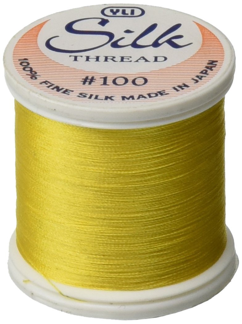 YLI 100 wt. Silk Thread - 100% Japanese Silk Ultra-fine & Smooth 200 yd Spool - Designed for Quilting and Sewing (Yellow)