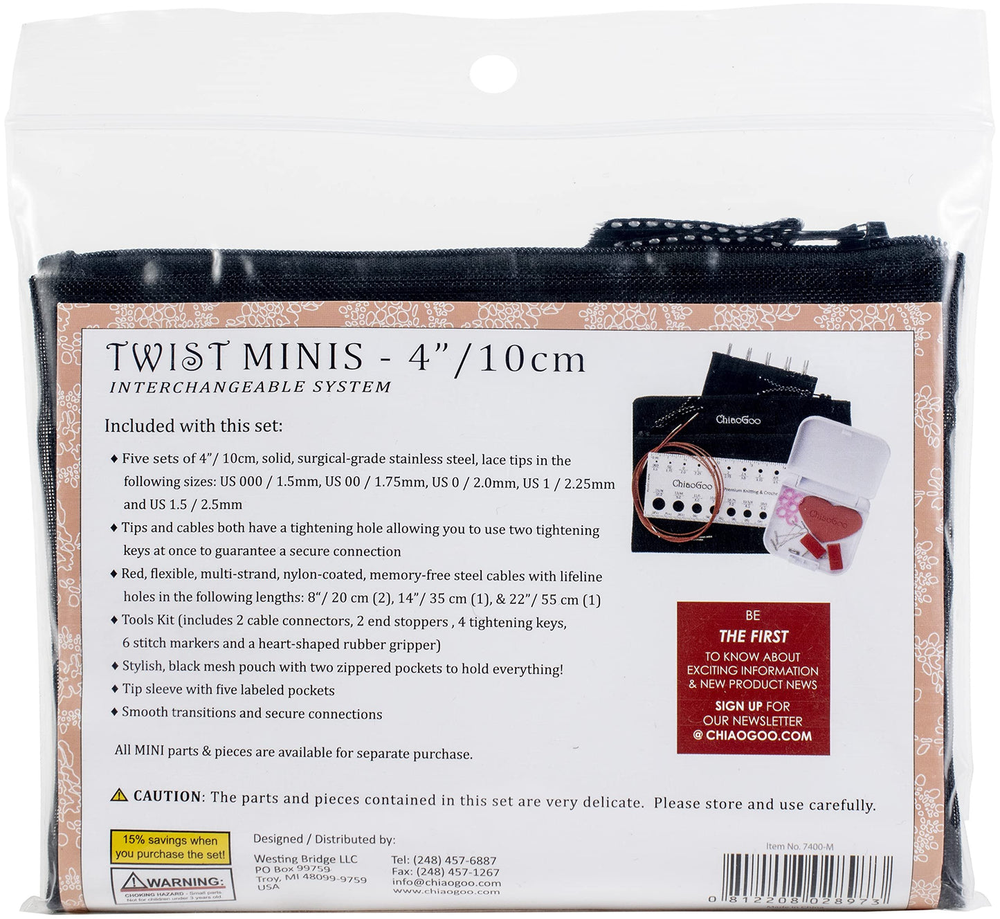 ChiaoGoo Circular Knitting Needle, Stainless Steel, Red, 10 cm