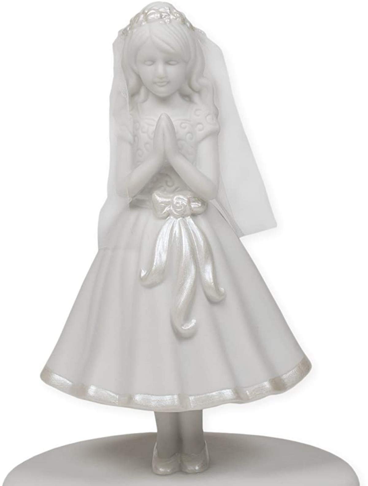 Roman 7.5" First Communion Gift – Musical Porcelain Girl Figurine, Religious Keepsake for First Holy Communion