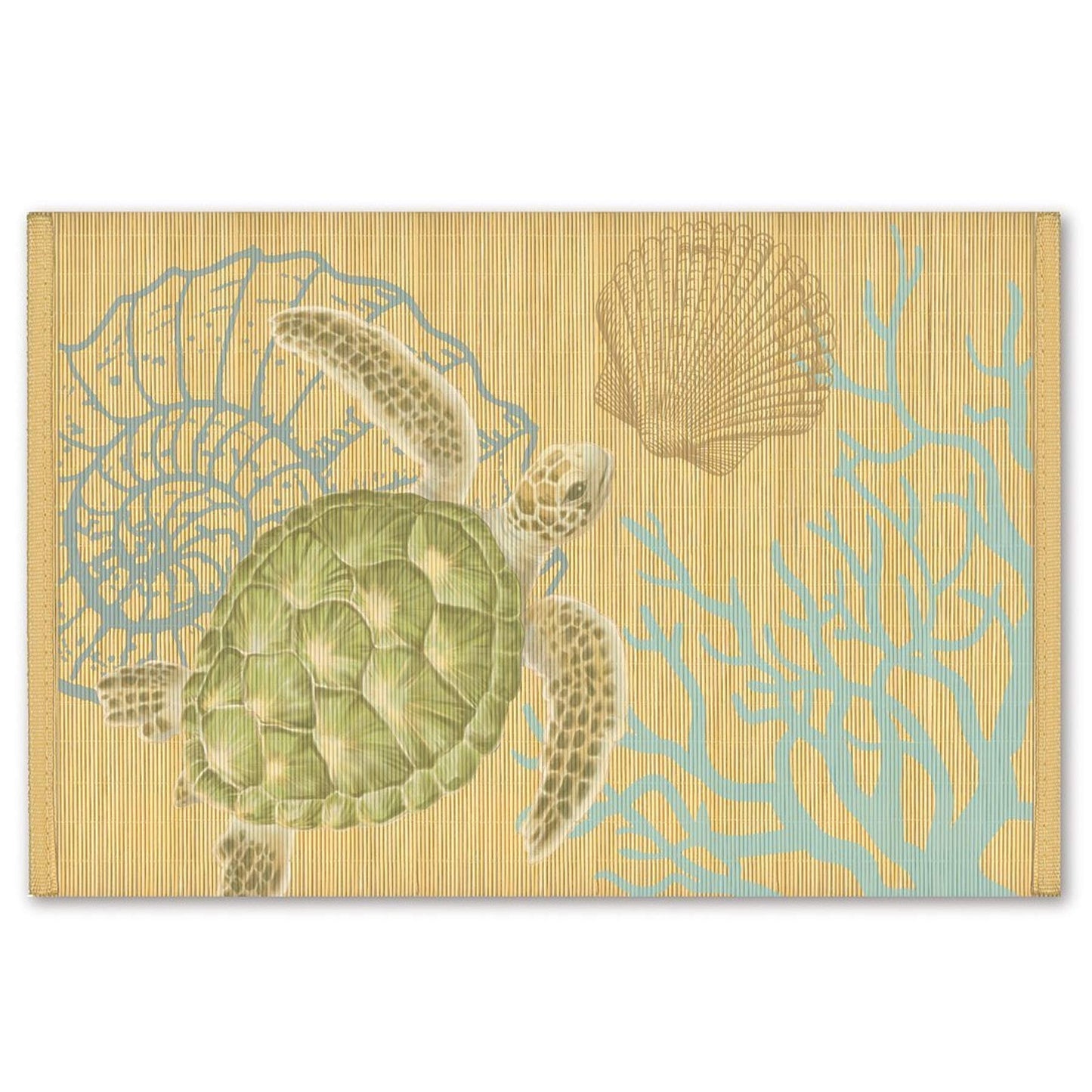Hawaiian Style Bamboo Placemat Honu Turtle Voyage Set of 4