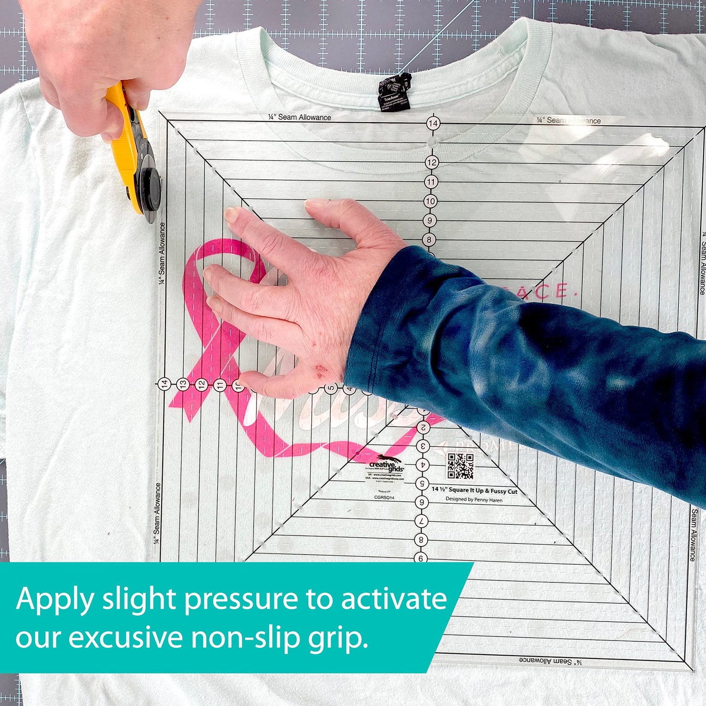 Creative Grids 12-1/2in Square It Up or Fussy Cut Square Quilt Ruler - CGRSQ12