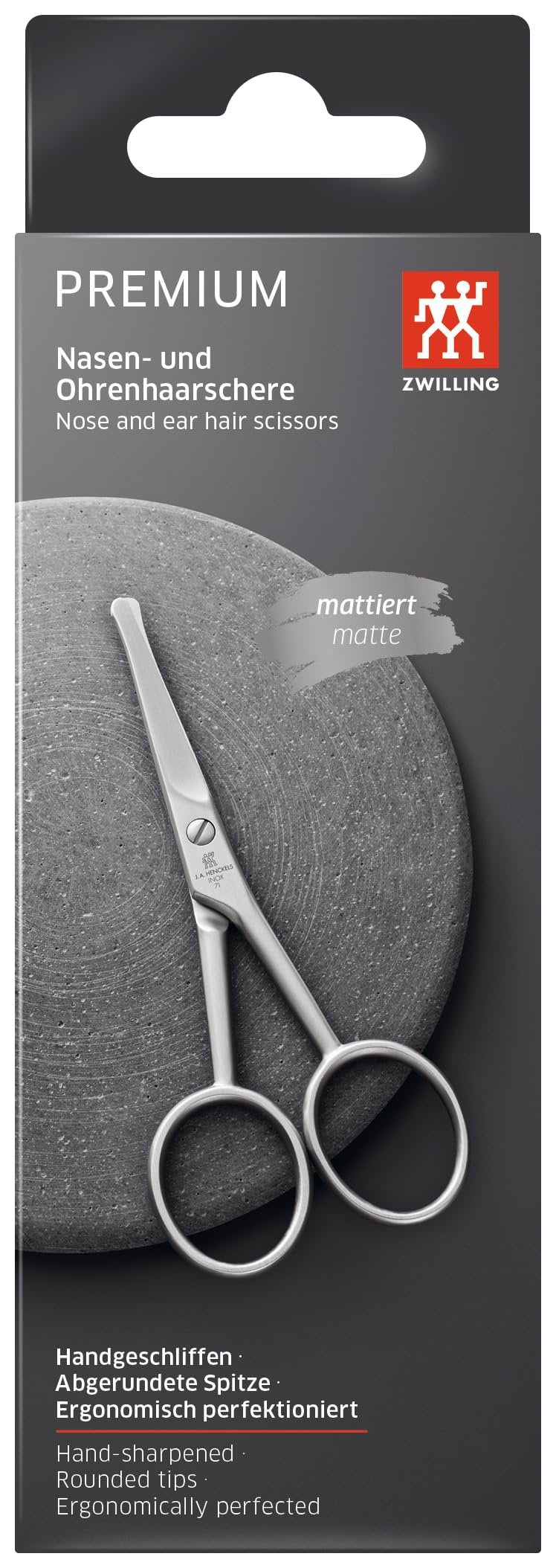 ZWILLING Beauty TWINOX Nose and Ear Hair Scissors, Facial Hair Scissors, Durable Stainless Steel, Matte, Premium Facial Care, 105 mm