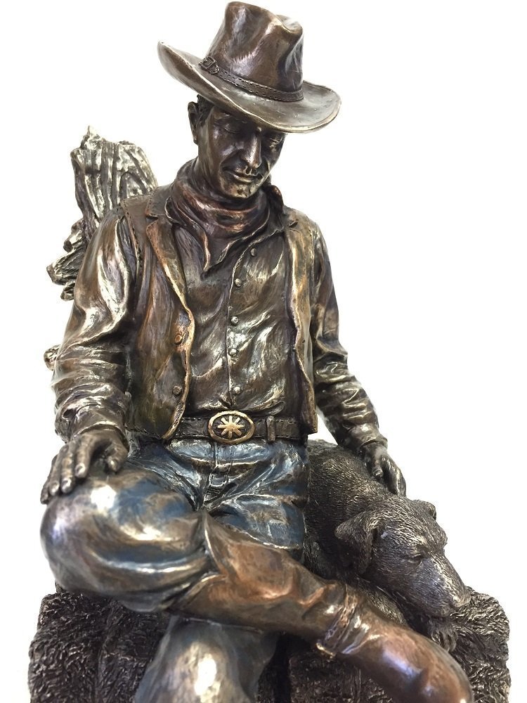 Cowboy and Dog Napping Statue Sculpture