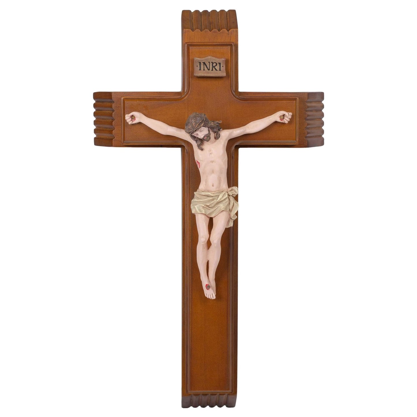 Roman - Sick Call Crucifix Set, 8.5 x 14 Resin Wall Crucifix with Candles and Mini Bottle, 4-Piece Set