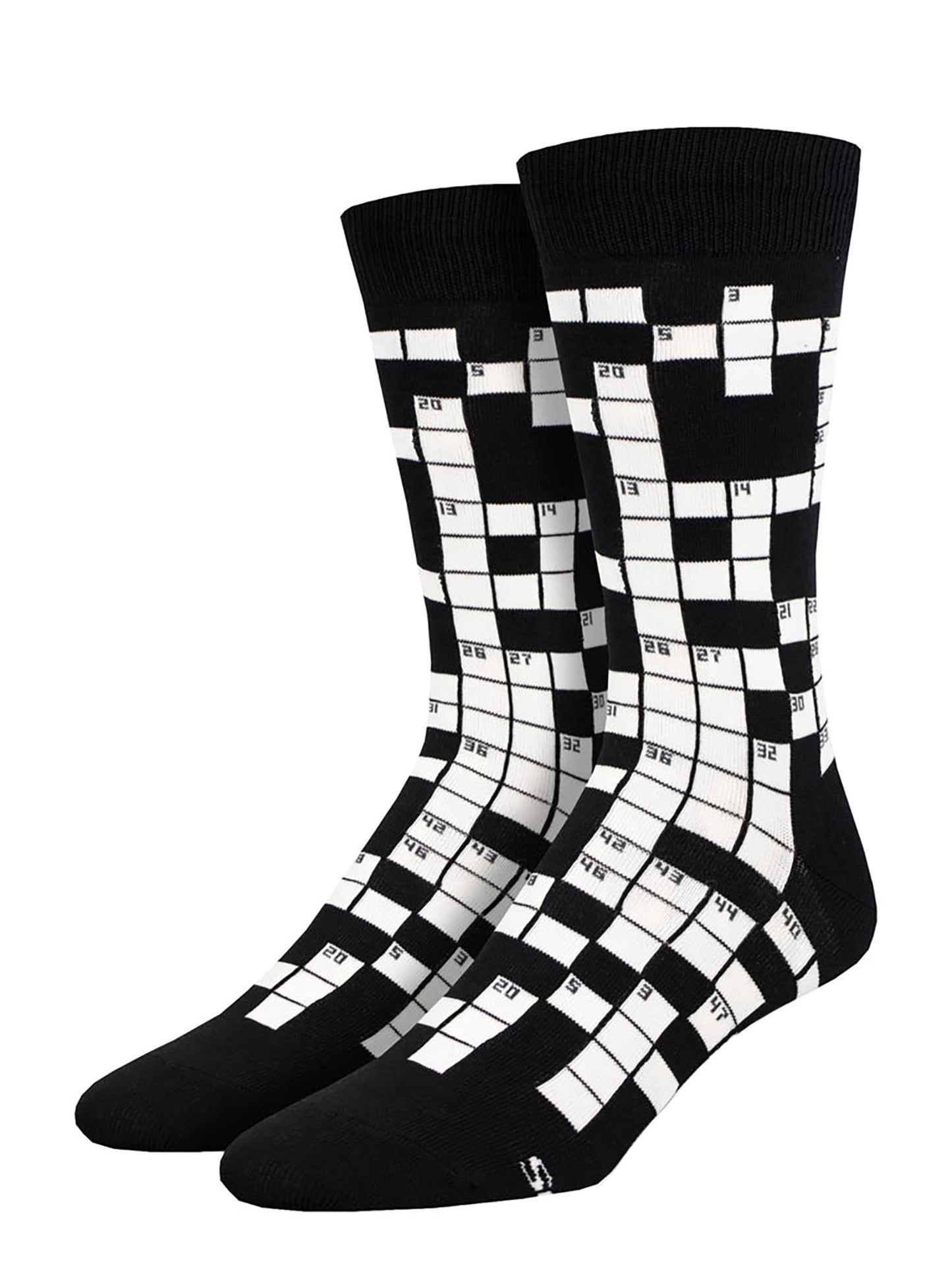 Socksmith Men's Men's Sunday Crossword Crew Socks, black