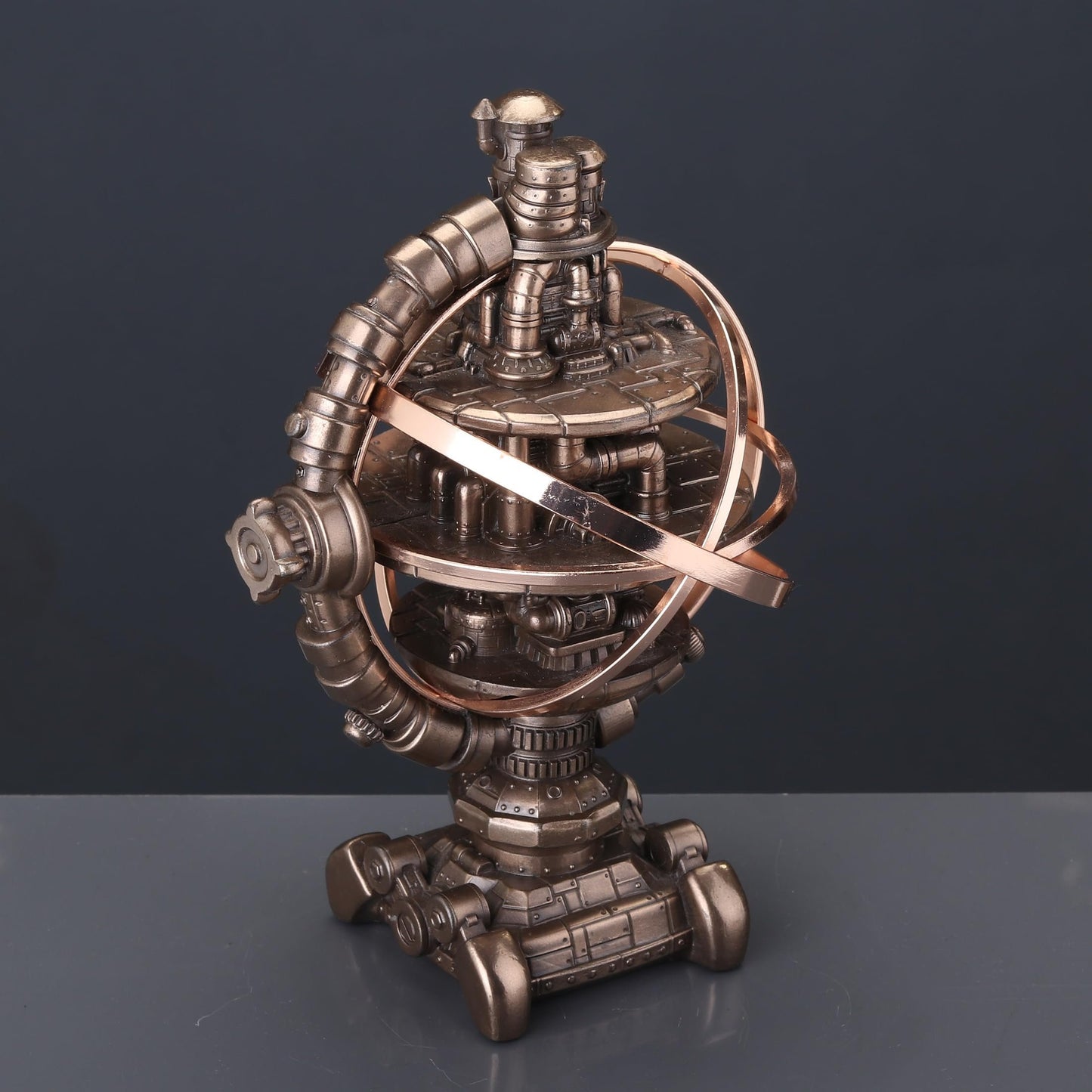 Veronese Design 7 1/8 Inch Tall Steampunk Mechanicus Gyroscope Resin Sculpture Bronze Finish