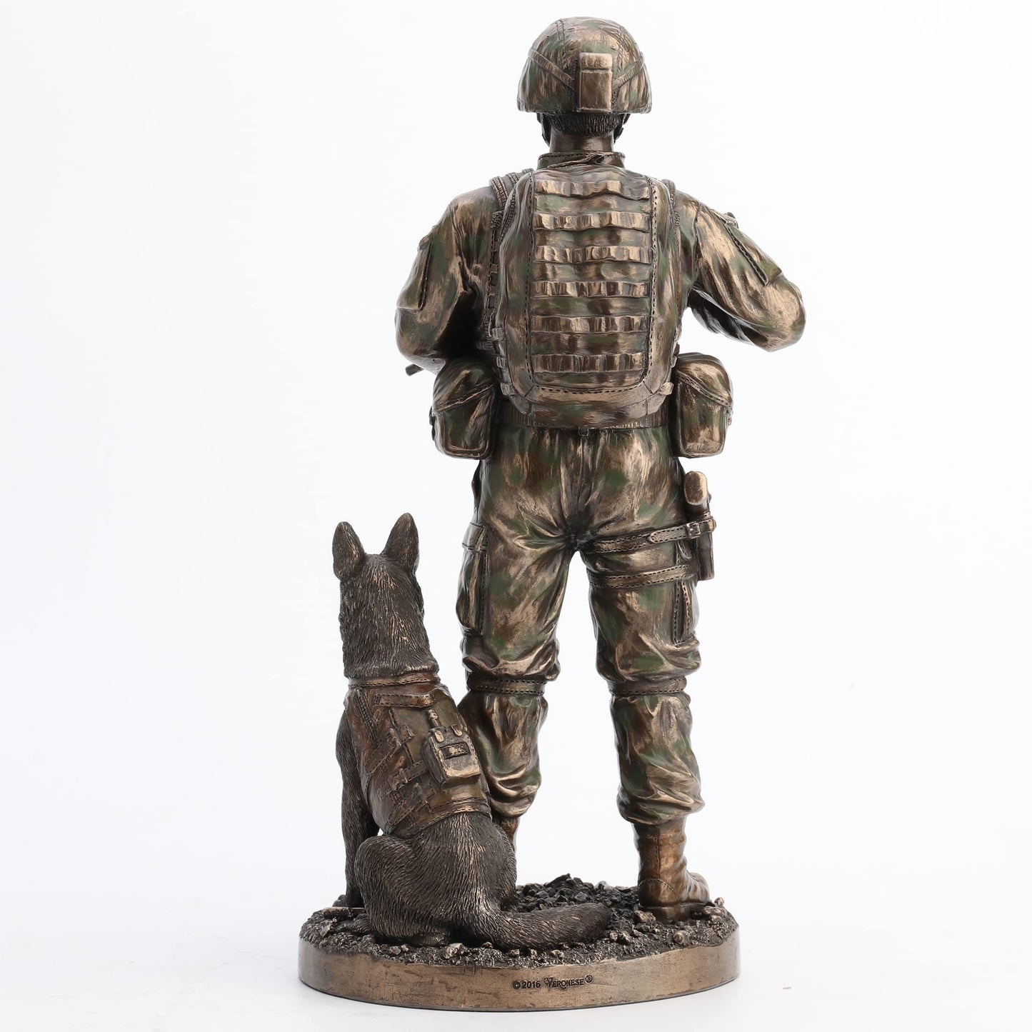 US Army Soldier and Dog Statue Honor, Courage, Commitment Figurine