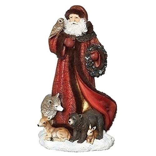 Roman 133558 Santa with Animals Atskirt Figurine, 15.5 inch, Red