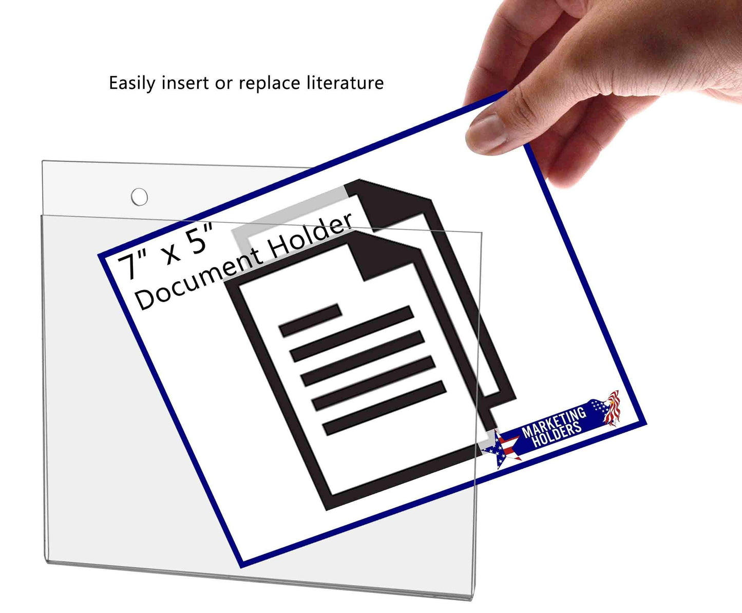 6 Pack 7” x 5” Wall Sign Holder with Hardware Clear Acrylic Notice Advertisement Party Lists Display Horizontal Retail Store Signage Sleeve by Marketing Holders