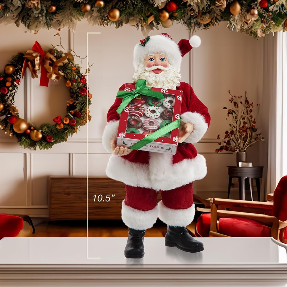 Kurt Adler 10.5-inch Fabriché™ Santa with Box of Donuts