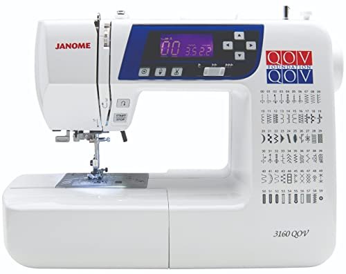 Janome 3160QOV Quilts of Valor Full-Size Quilting Sewing Machine with 60 Built-In Stitches, 6 One-Step Buttonholes, and Backlit LCD Screen (White)
