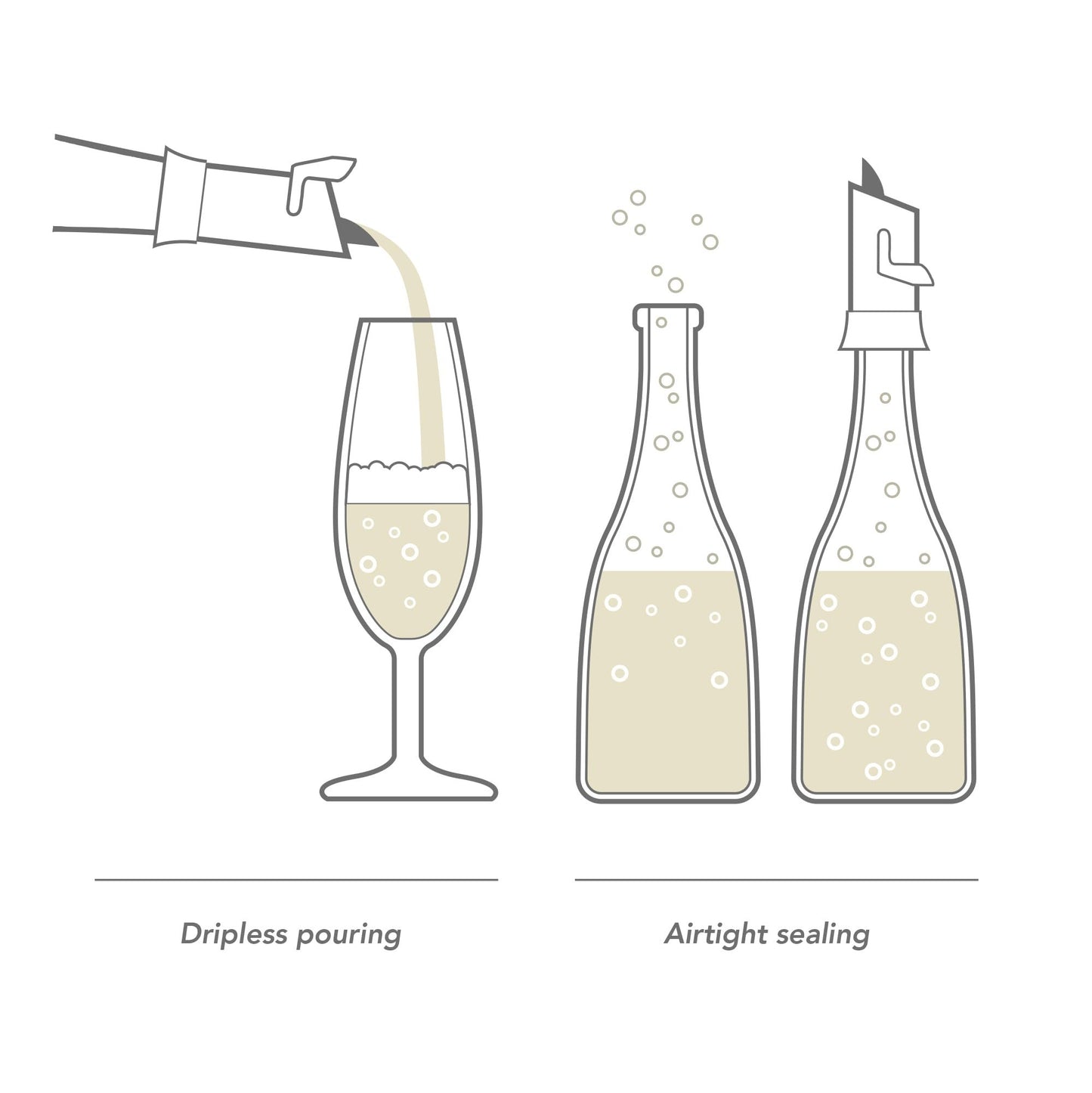 Vacu Vin Premium Champagne Bottle Stopper & Server - Preserve Bubbles for Up to a Week with Airtight Seal - Easy To Use, No Spill & Non-Drip Pouring - Kitchen Bar Counter Essentials
