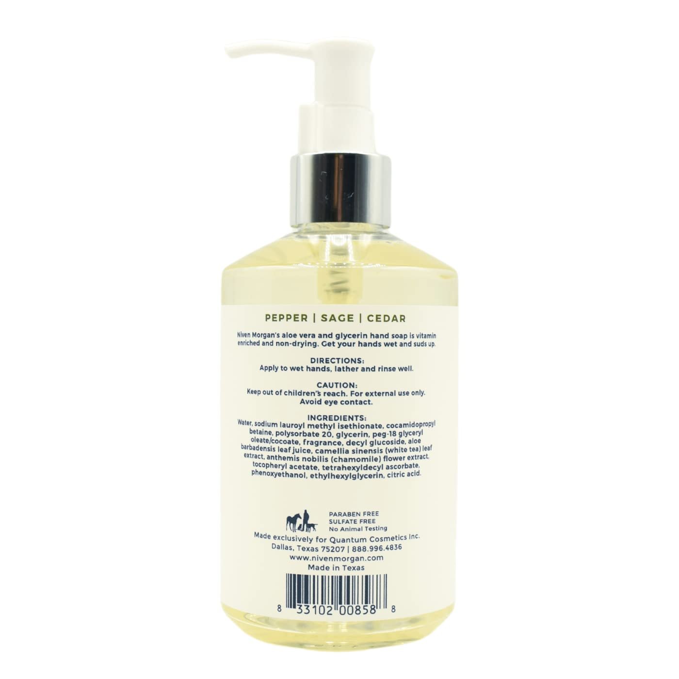Niven Morgan Pepper, Sage and Cedar Hand Soap 11fl.oz. 325ml.