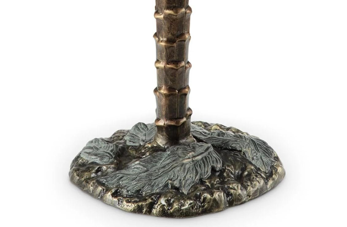 SPI Cast Aluminum Palm Tree Glass Top End Table