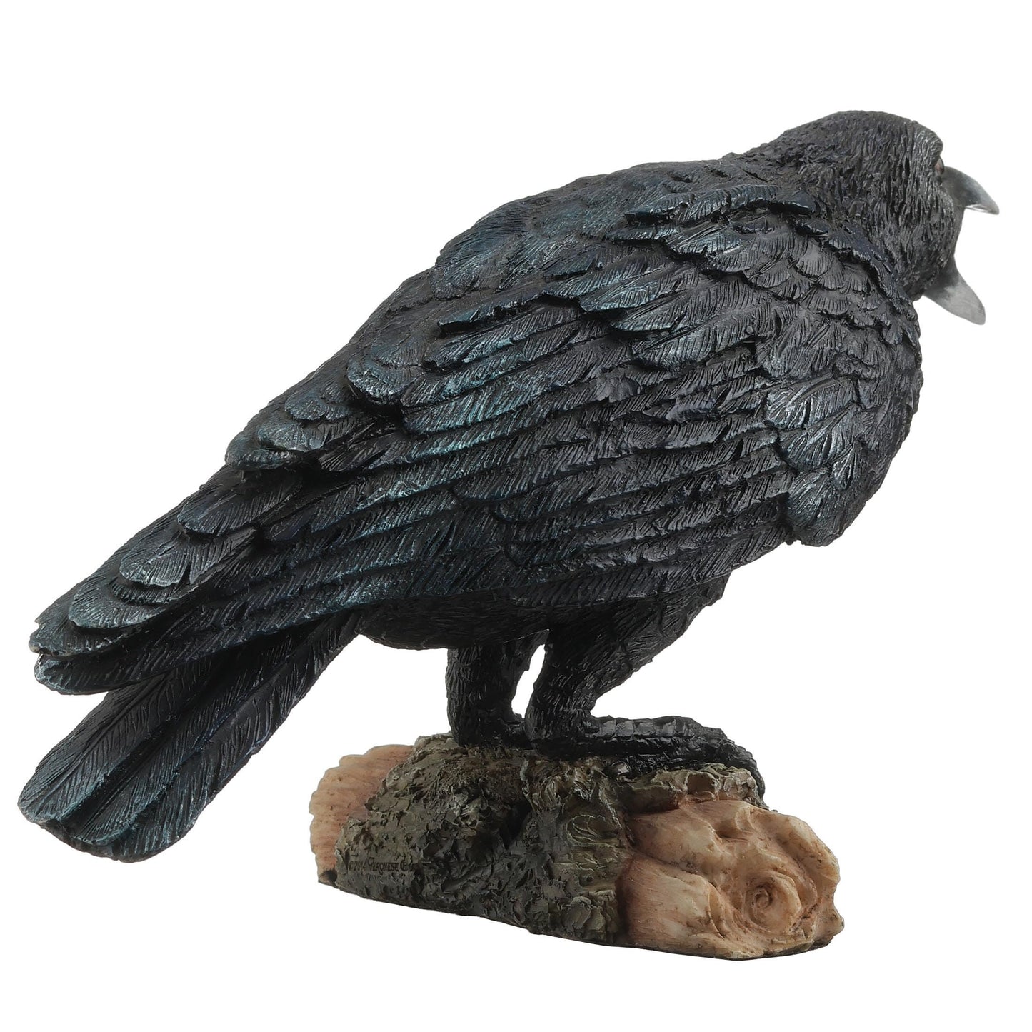 Veronese Design 7 5/8 Inch Crow Standing On Small Log Hand Painted Polyresin Sculpture Animal Figurine Home Decor