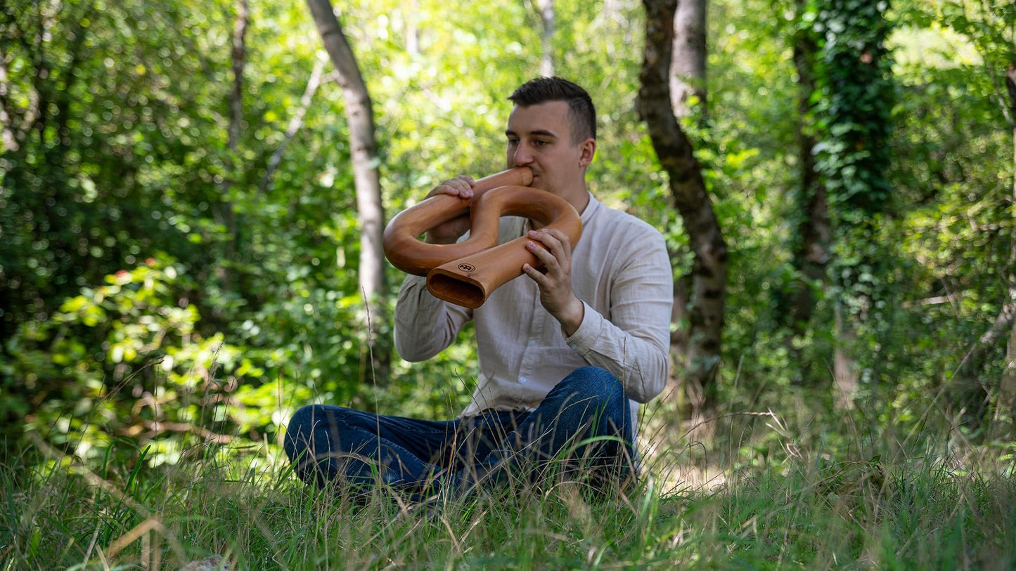 Meinl Sonic Energy S-shaped Professional Didgeridoo for Sound Healing Therapy, Yoga, Meditation and Circular Breathing — NOT MADE IN CHINA — 19.7" Mahogany Shell, Tuned to C, DDPROFSC