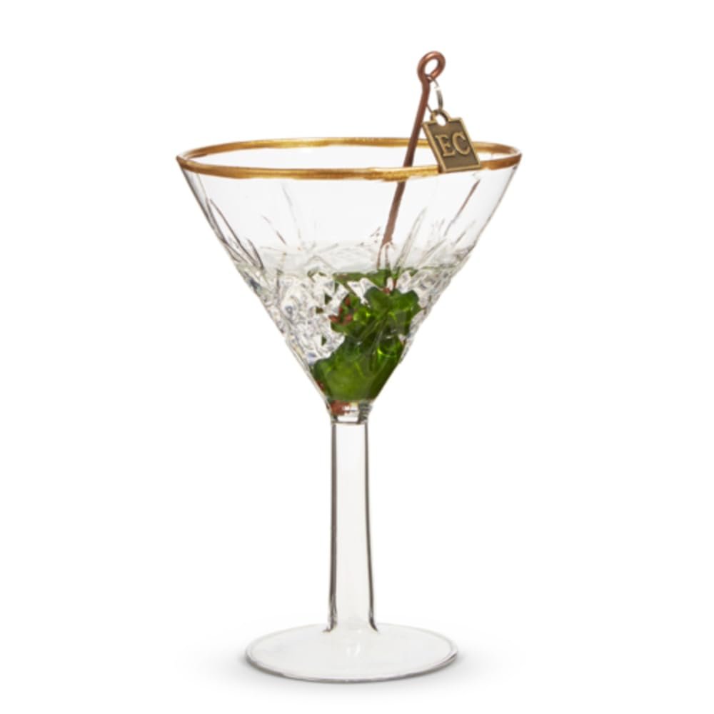 RAZ Imports EC Elegant Martini Ornament, 4.75-inch Height, Glass and Resin
