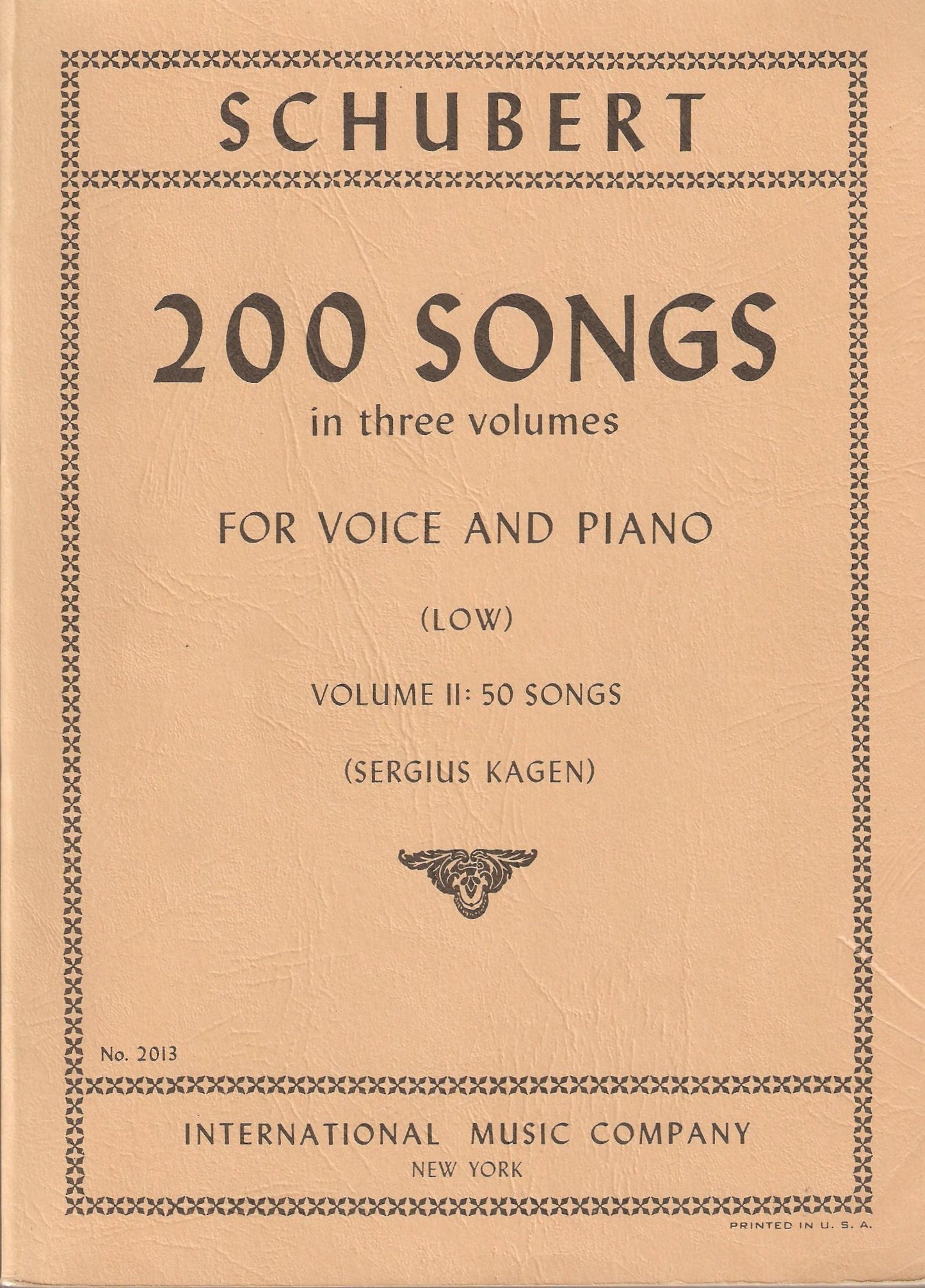 200 Songs in Three Volumes for Voice and Piano (Low, Volume II: 50 Songs)