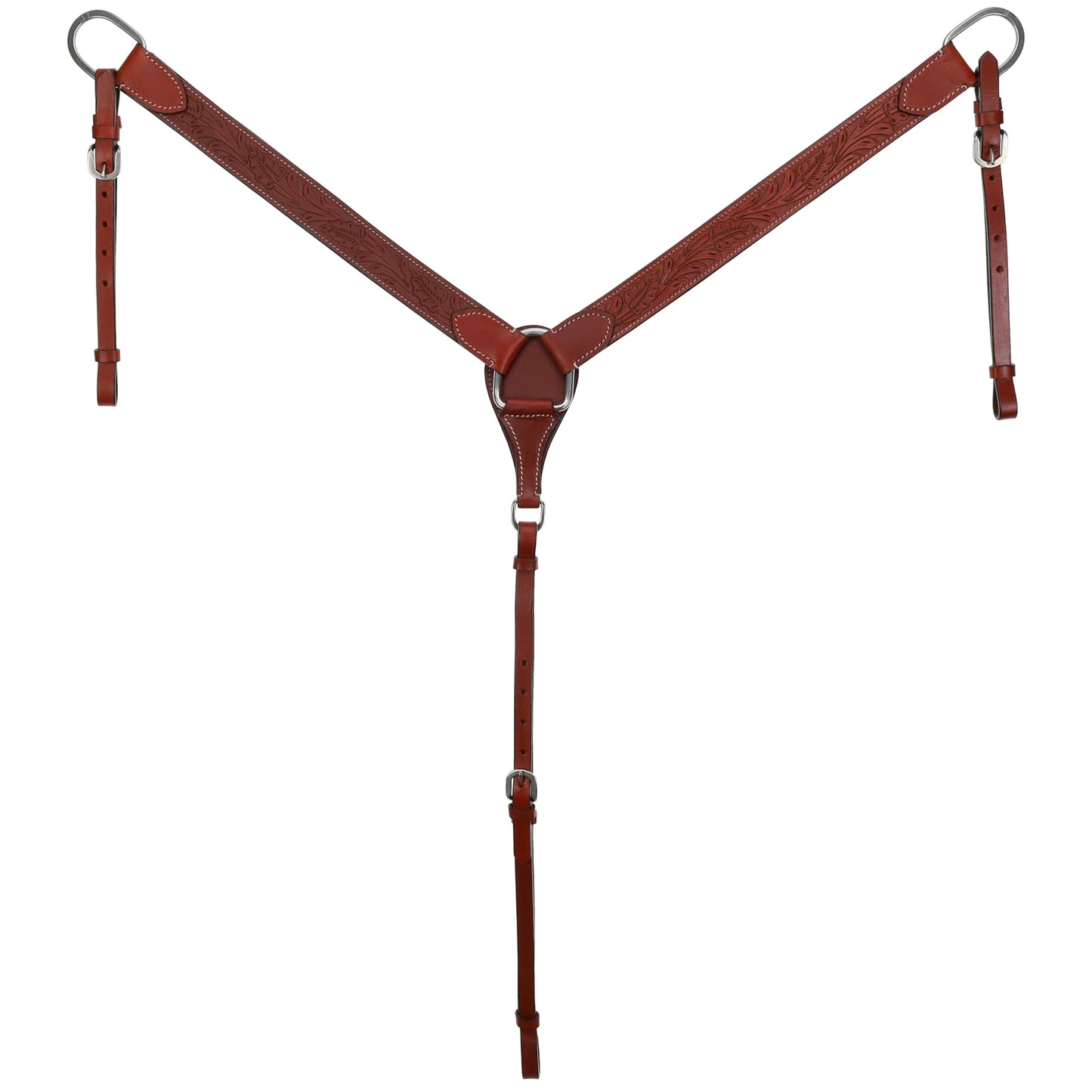 Showman Floral Tooled Leather Single Ear Headstall, Breast Collar & Reins Set