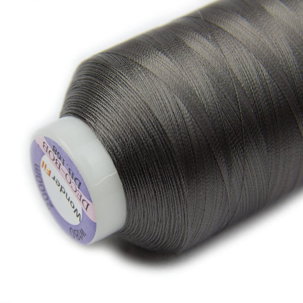 WonderFil Specialty Threads DecoBob Charcoal #168, 2-ply Cottonized Polyester, 80wt