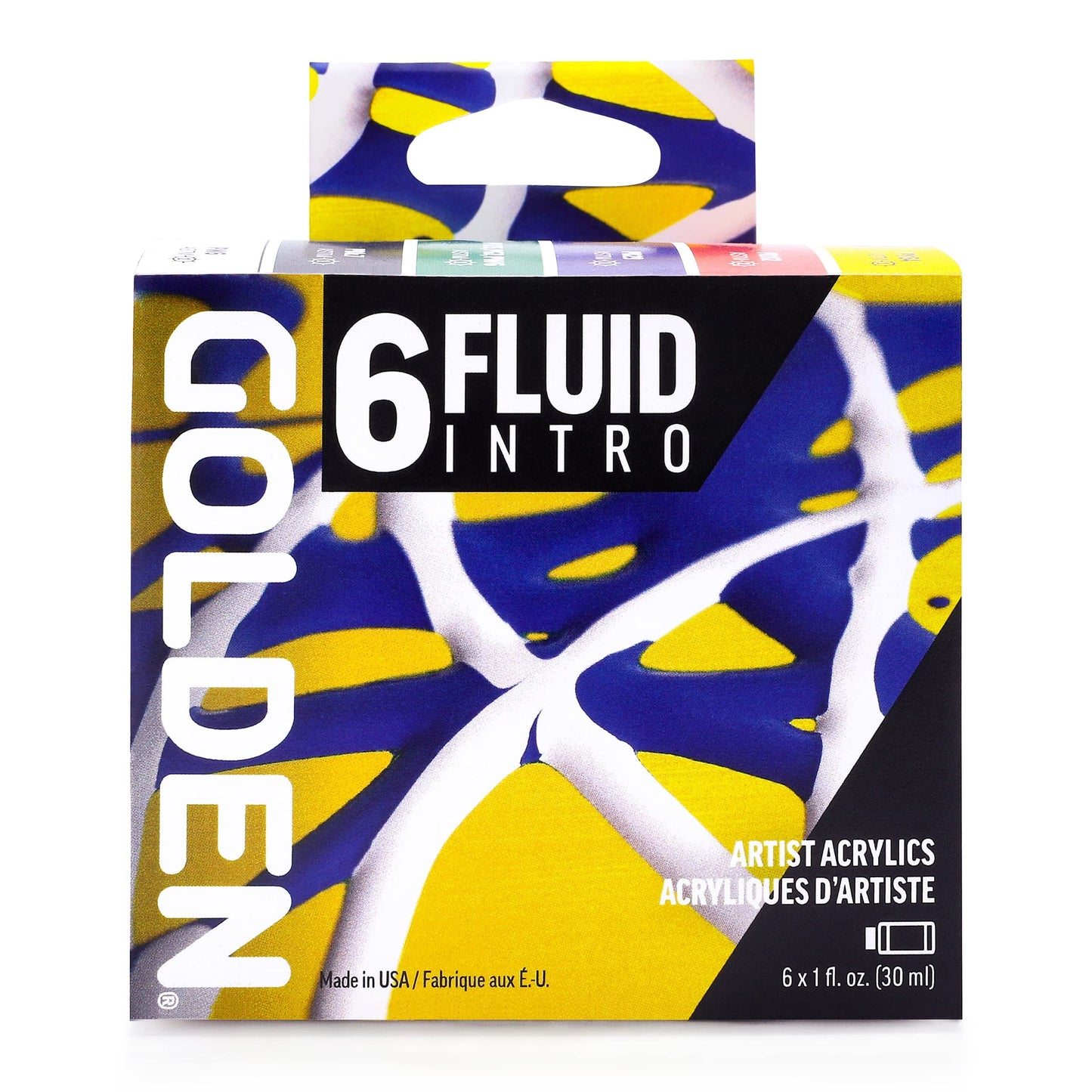 Fluid Acrylics by GOLDEN, Fluid Intro Set, 6 Color, 1 fl. oz. Bottles, Professional Acrylic Paint