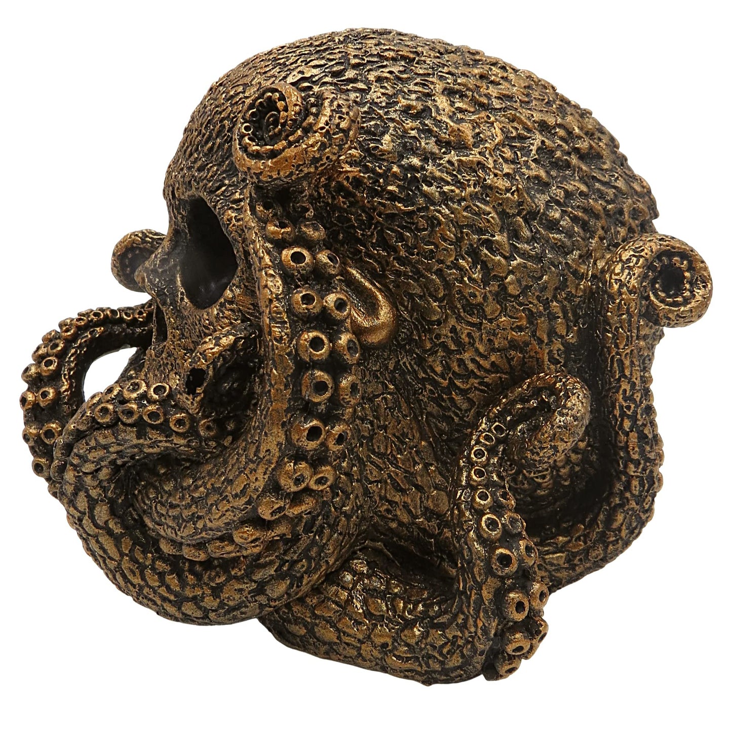 Pacific Trading Pacific Gothic Skull Metal Octopus Figurine, Marine Life Unique Statue Tabletop Decoration for Home, Sea Monster Home Decor Gift for Men, Brone