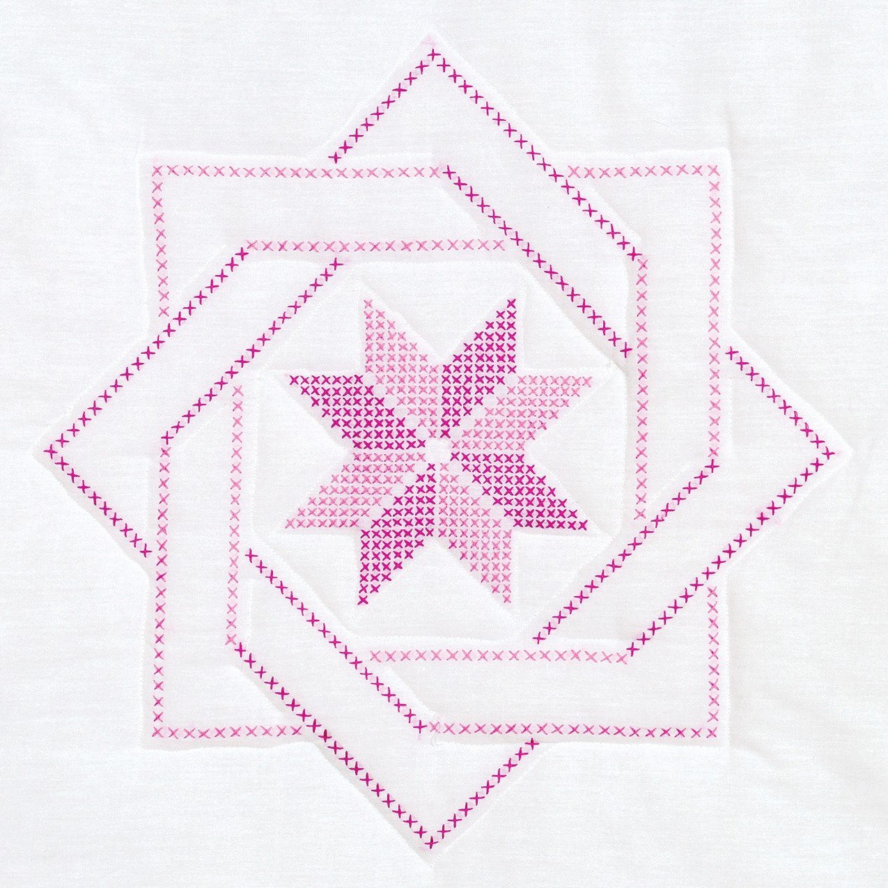 Jack Dempsey 163889 Stamped White Quilt Blocks 18"X18" 6/Pkg, Woven Star