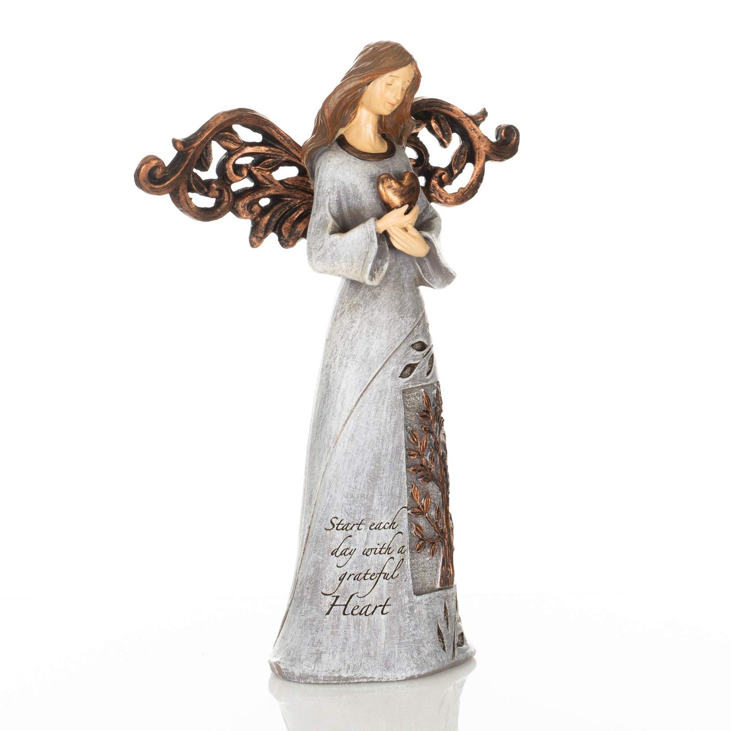 Roman Giftware Inc., Inspirational Heavenly Blessings Collection, 9" H Tree of Life Angel W/Heart,Religious, Inspirational, Durable (6x2x9)