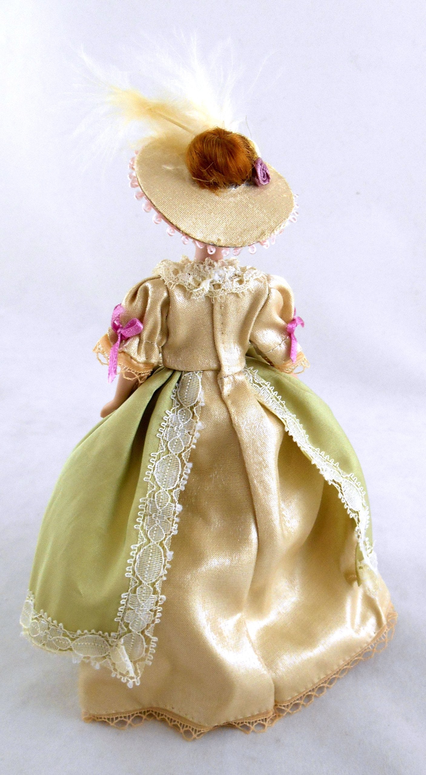 Aztec Imports, Inc. Dollhouse Miniature Doll Victorian Lady in Beige Gown, Porcelain #G7643