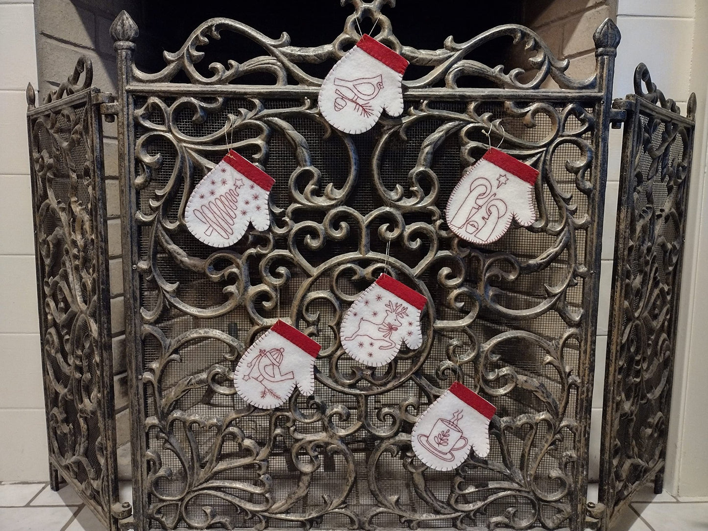 Redwork Mittens Ornament Kit | DIY Christmas Ornaments | Christmas Ornament Craft Kit by Rachel's of Greenfield | Instructions and Materials Included | 4" x 4.5"