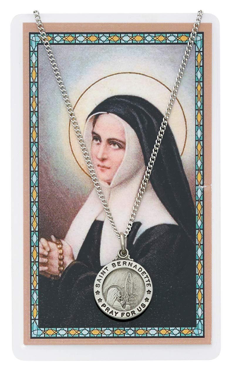 St Bernadette Prayer Card With Medal Christian Pendant Charm Patron Saint Catholic