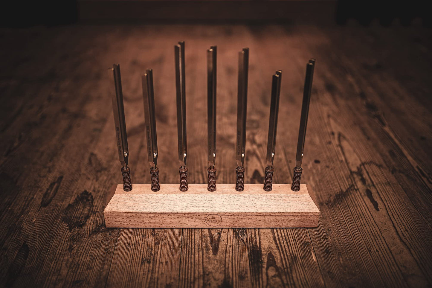 Planetary Therapy Tuning Fork 7 Piece Chakra Set with Exact Pitch and Frequency — MADE IN GERMANY — For Meditation, Sound Healing and Yoga, 2-YEAR WARRANTY