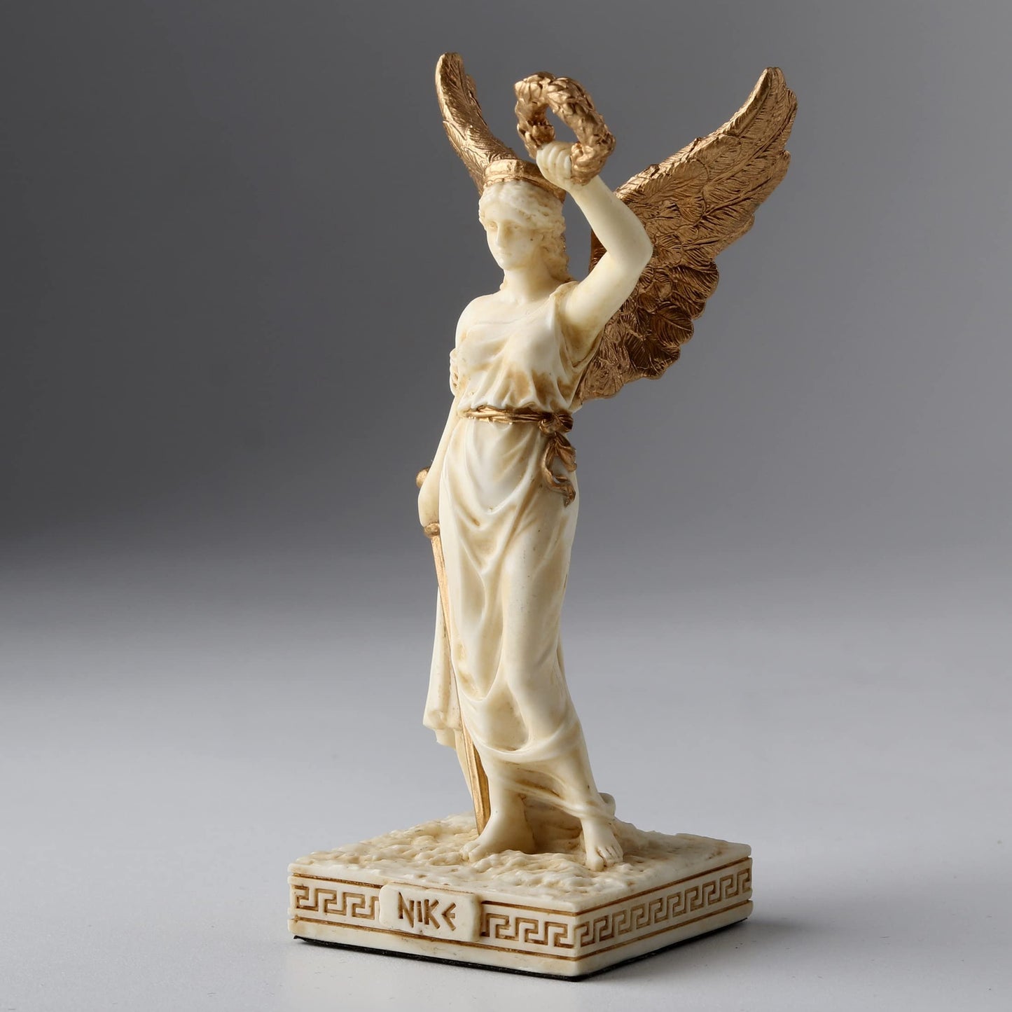 Veronese Design 4 Inch Nike Greek Goddess of Victory Resin Miniature Handpainted White Gold Finish
