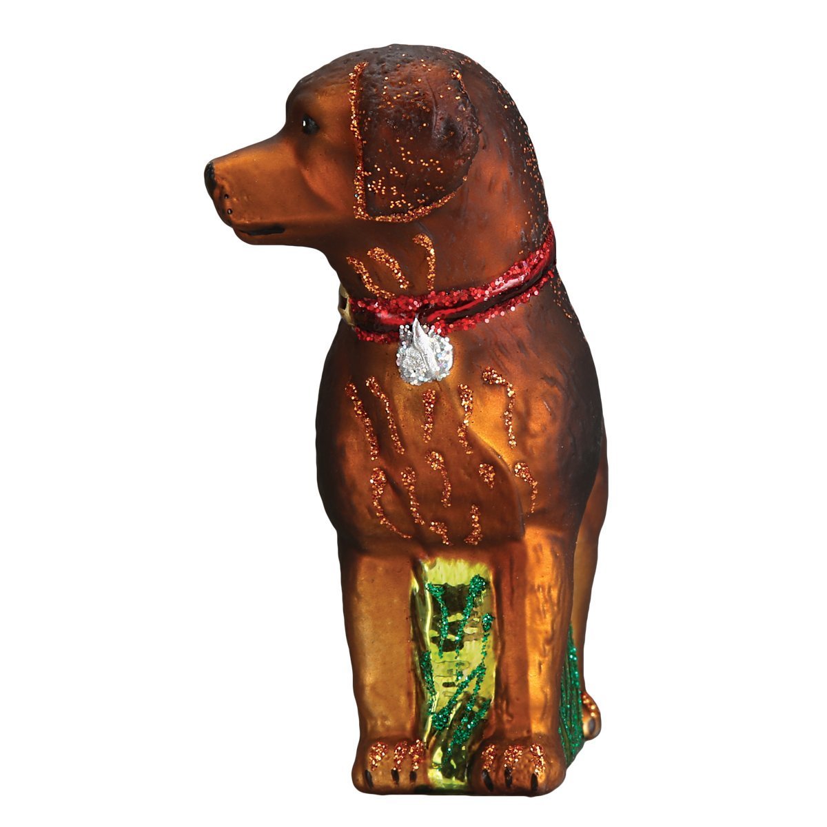 Old World Christmas 12508 Dog Collection Glass Blown Ornaments for Christmas Tree Standing Chocolate Lab