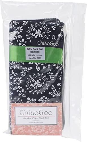 CHIAOGOO Green Ribbon Double Point Bamboo Knitting Needle Set, 6-Inch