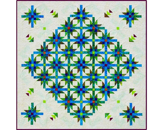 Southwind Designs Mexican Star Dance Dimensional Quilt Pattern SWD-223-MS - 80'' x 80'' or 65'' x 80'' - Quilt Pattern for Adults - Home Sewing and Quilting Projects