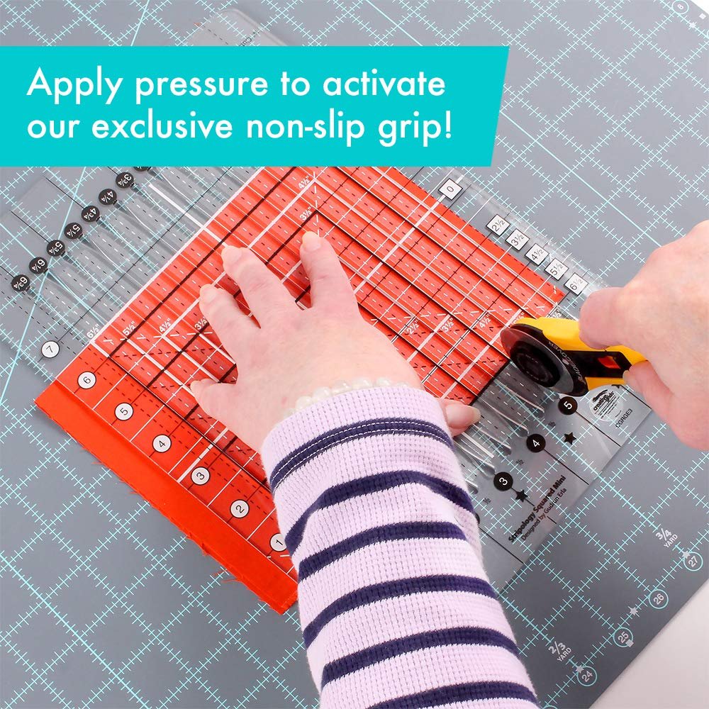 Creative Grids Stripology Mini Slotted Quilting Ruler – CGRGE3 – Made in USA, 8-1/2in x 12-1/2in, Non-Slip Grip Acrylic Fabric Strip Cutting, Sewing, Crafting, Patchwork Ruler & Template
