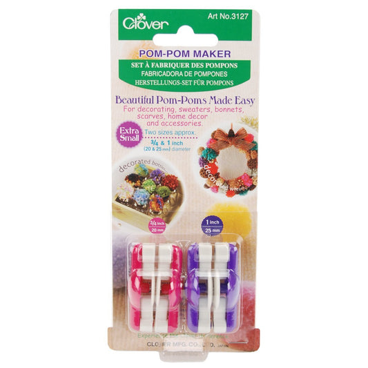 Clover Needlecrafts Pom Pom Maker Extra Small 2 Pack 3/4 inch and 1 inch 3127 (3-Pack)3