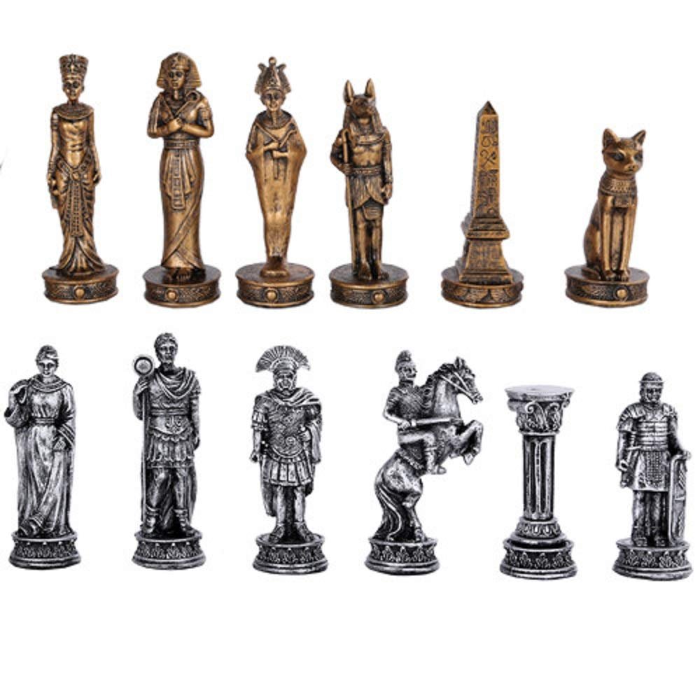 Pacific Giftware Romans Vs Egyptians Chess Set with Glass Board Set