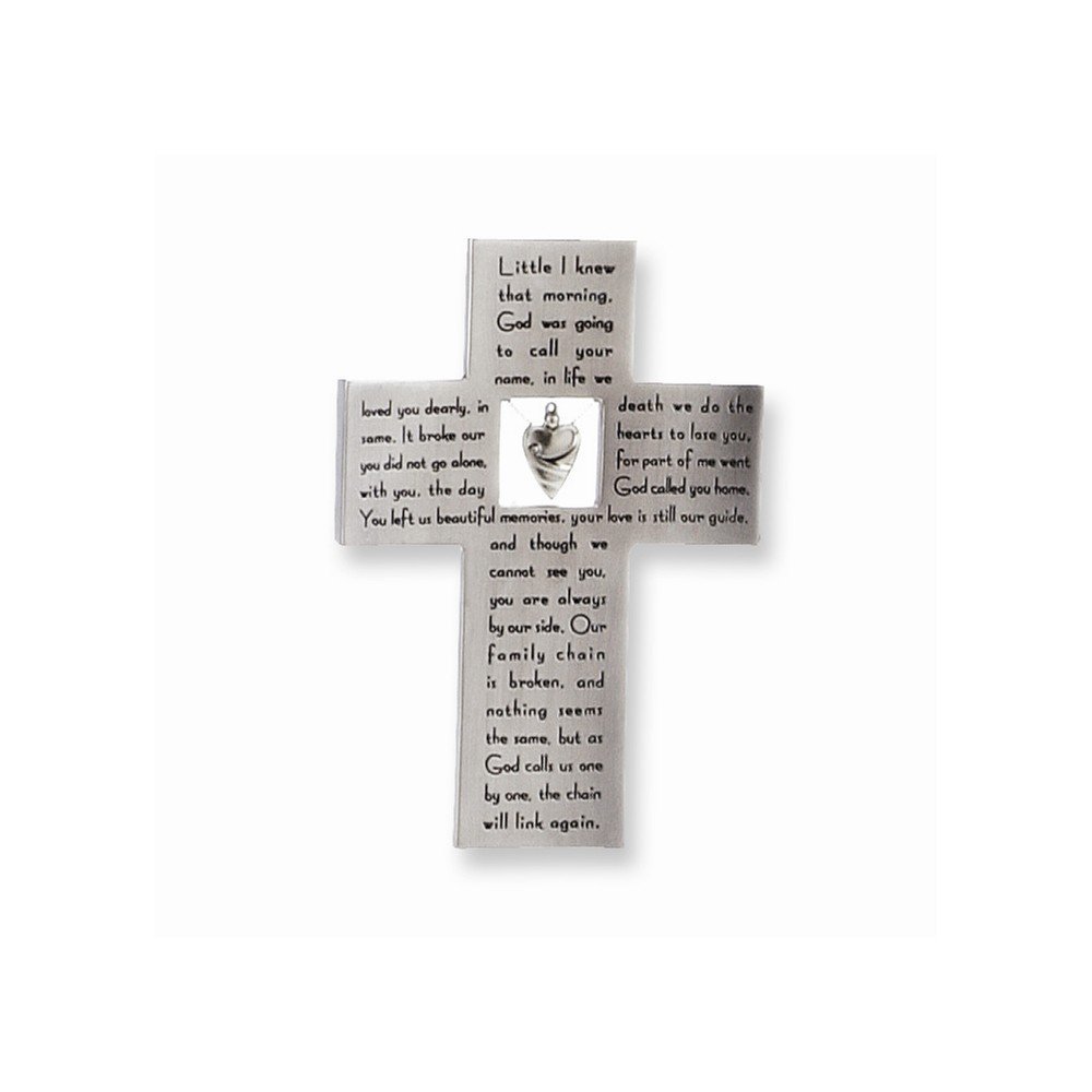 Roman Giftware Inc., Memorial Collection, 7.25" H Memorial Cross W/Charm,Religious, Inspirational, Durable (1x2x7)