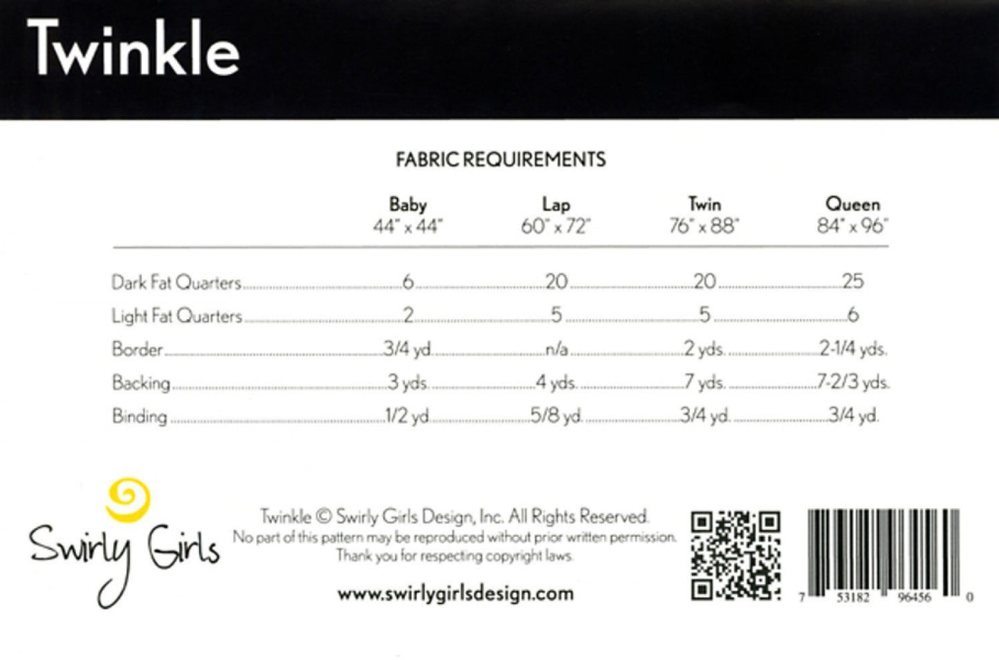 Twinkle Quilt Pattern by Swirly Girls - 4 Sizes - SGD018