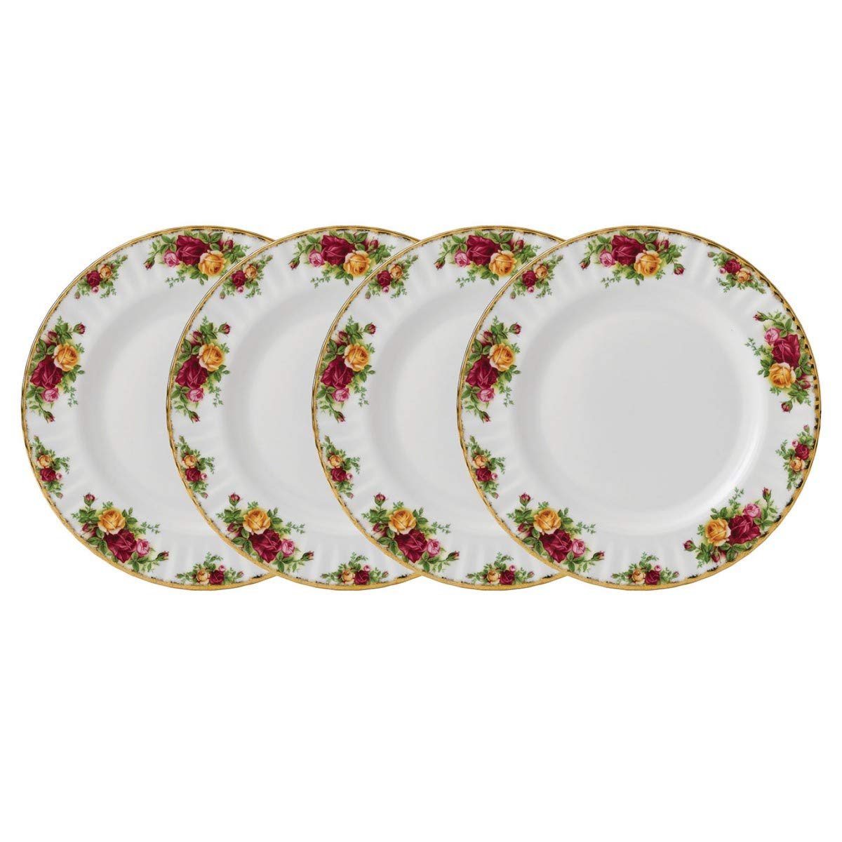 Royal Albert Set of 4 Old Country Roses 10.5" Fine China Dinner Plates