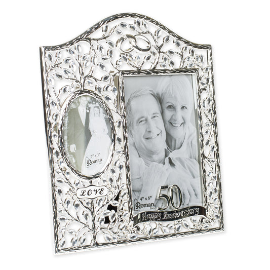 Roman Giftware Inc., Caroline Collection, Wedding & Anniversary, 9.25" H 50TH Anniversary Frame,Religious, Inspirational, Durable (8x1x9)