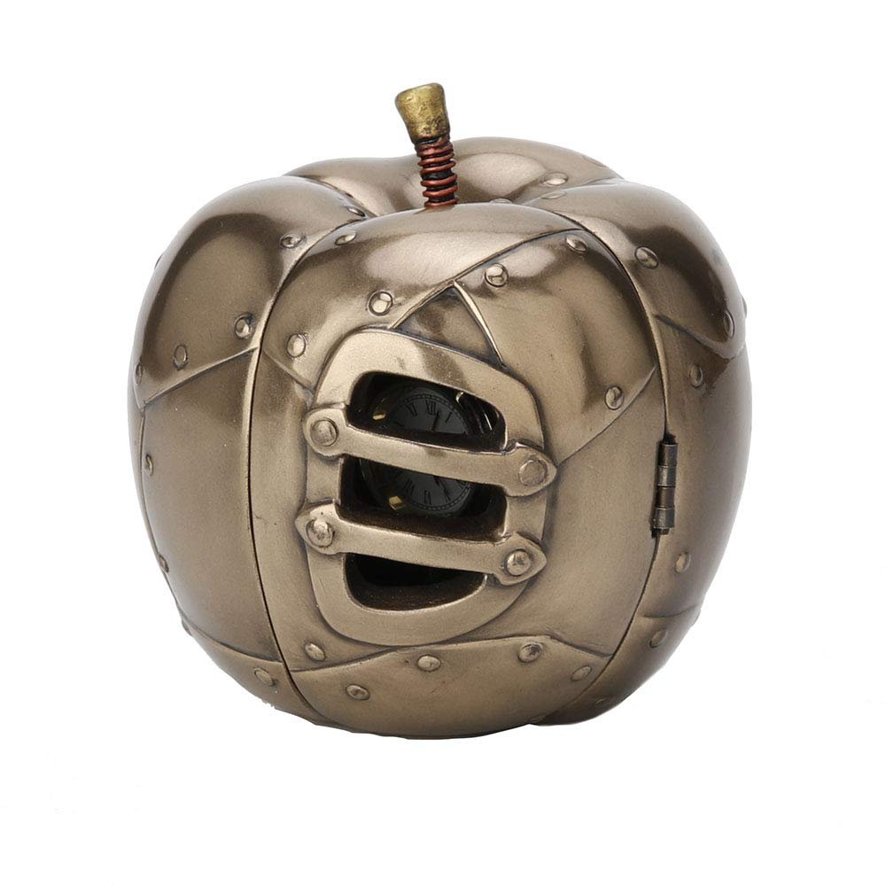 Veronese Design 3.5 Inch Steampunk Mechanicus Apple Clock Antique Bronze Finish Table Top Sculpture Fruit Figurine